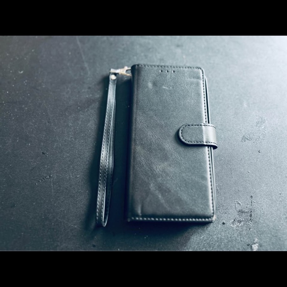 Black Leather Phone Wallet Case